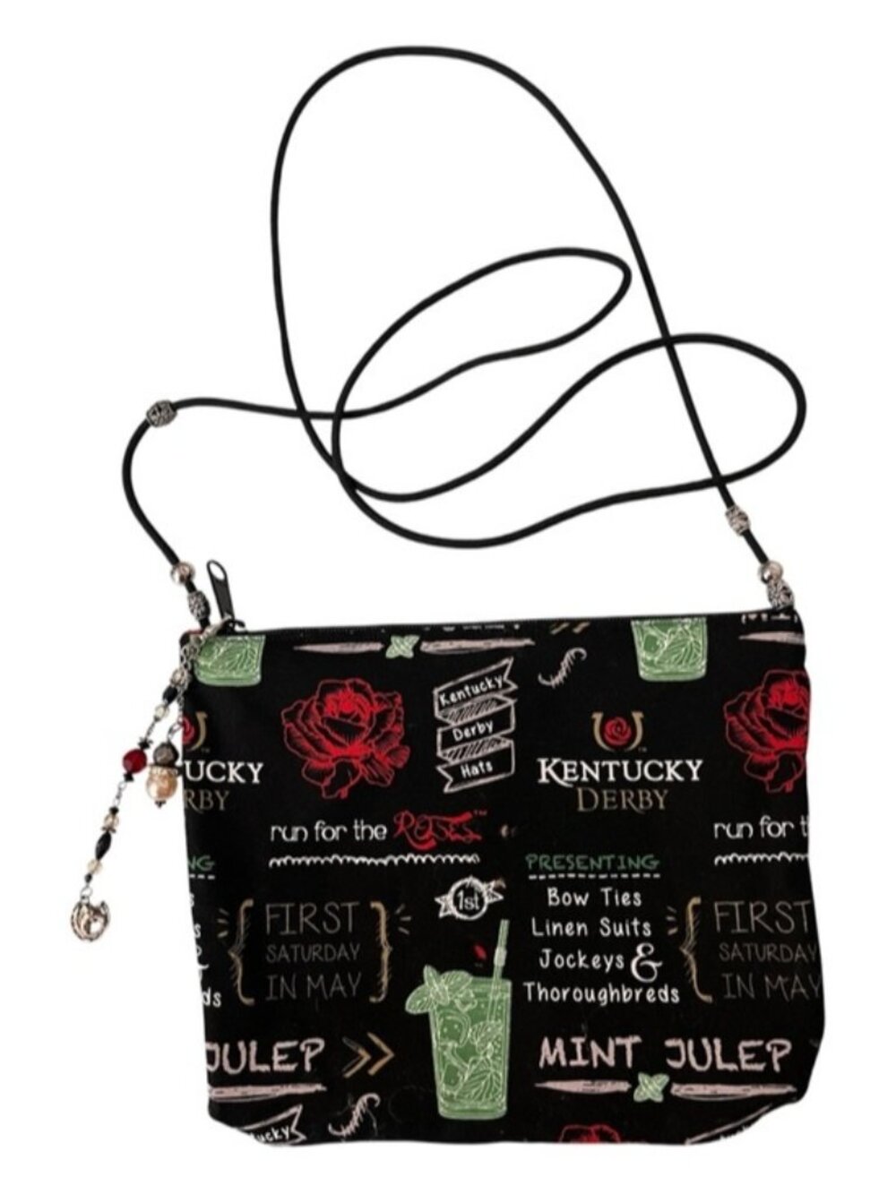 Kentucky Derby Crossbody Bag in Black with Charms